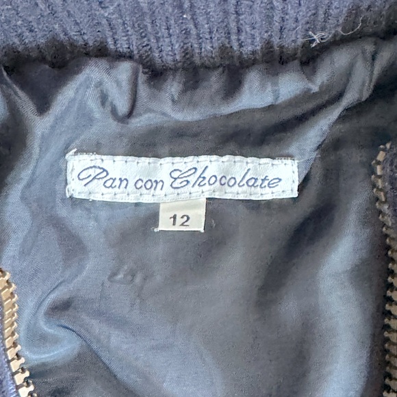 PAN CON CHOCOLATE boys navy & khaki fleece jacket, size 12 - Picture 4 of 7